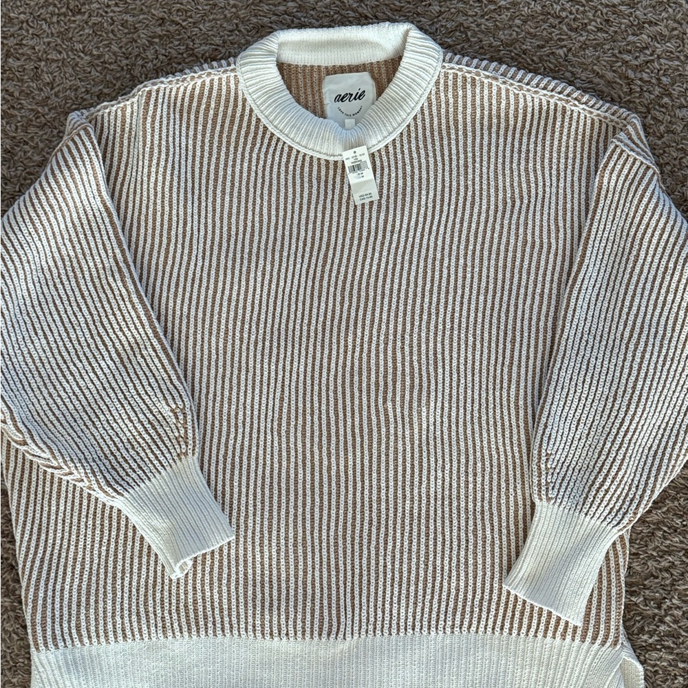 Aerie woman’s Striped Sweater - Brown and White